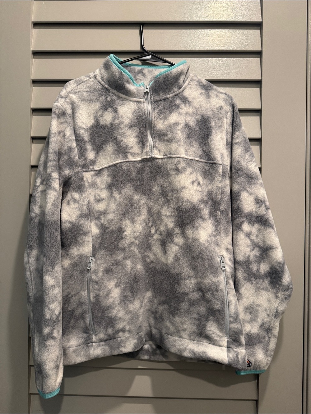 chubbies Gray and White Tie-Dye Half-Zip Fleece Pullover